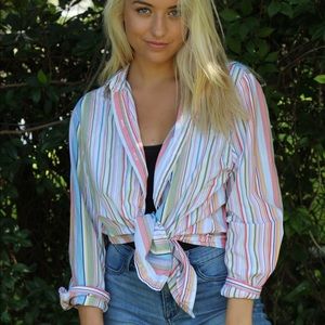 Colorful striped button down
